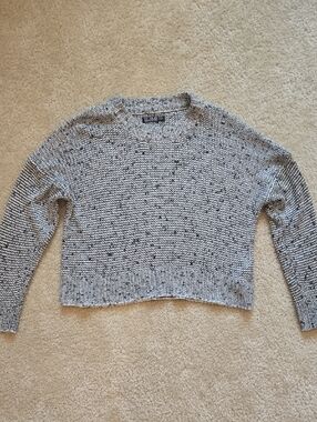 Cotton On Black & White Marled Cropped Crewneck Sweater